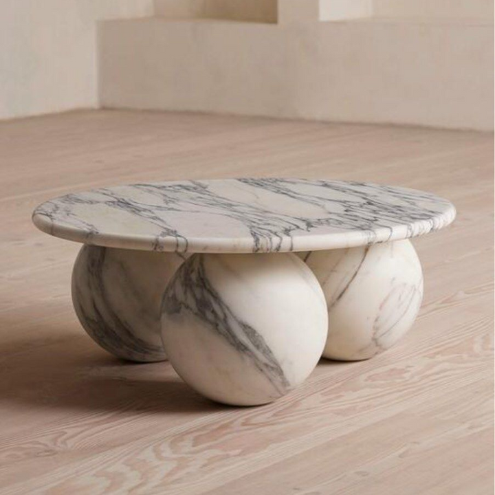 CRESLY Modern Round Marble Coffee Table