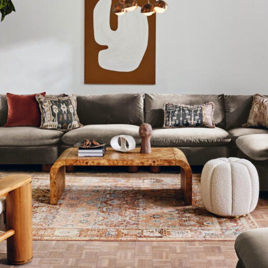 COSTA Modern Rectangular Mappa Burl Coffee Table