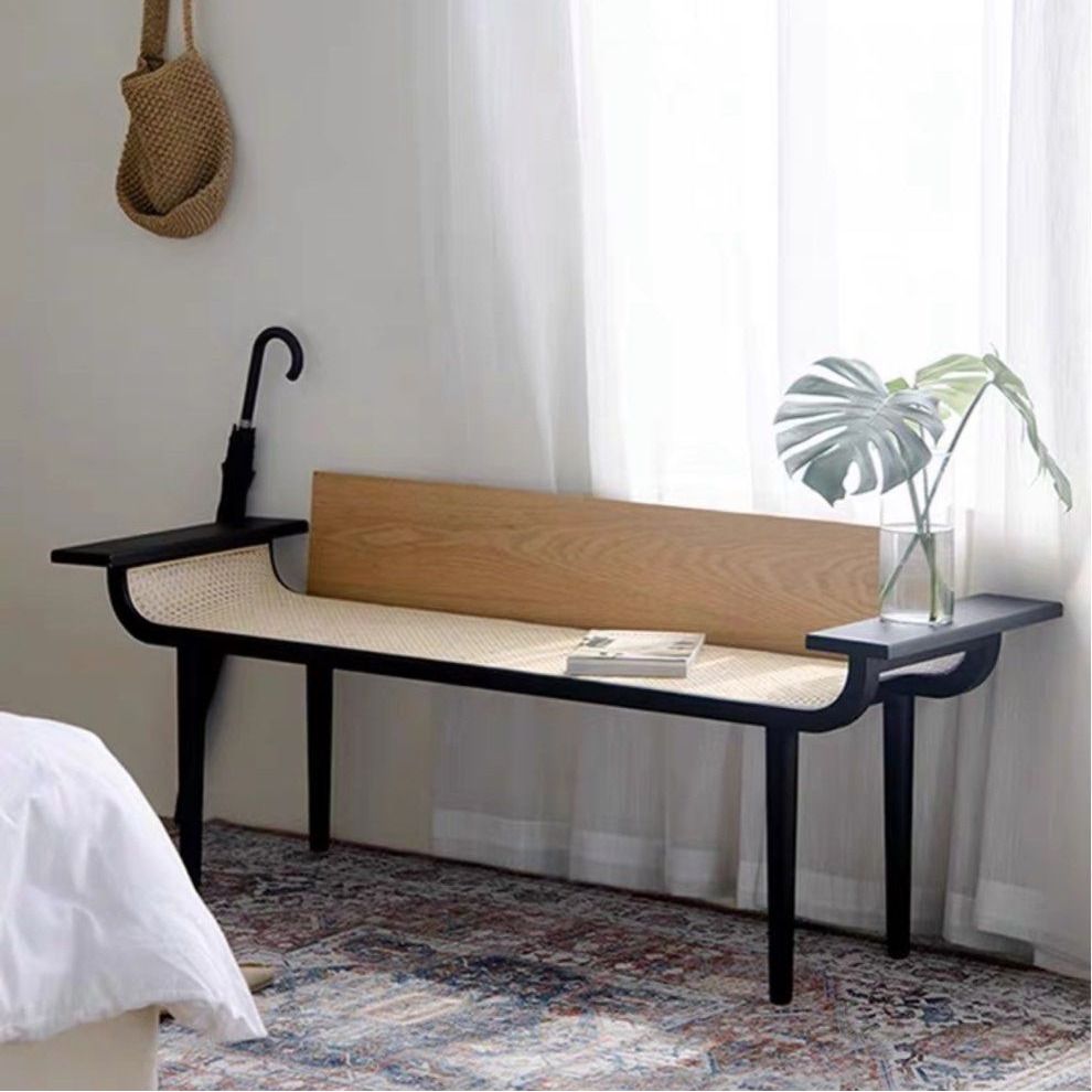 CASPIAN Japandi Rattan Bench