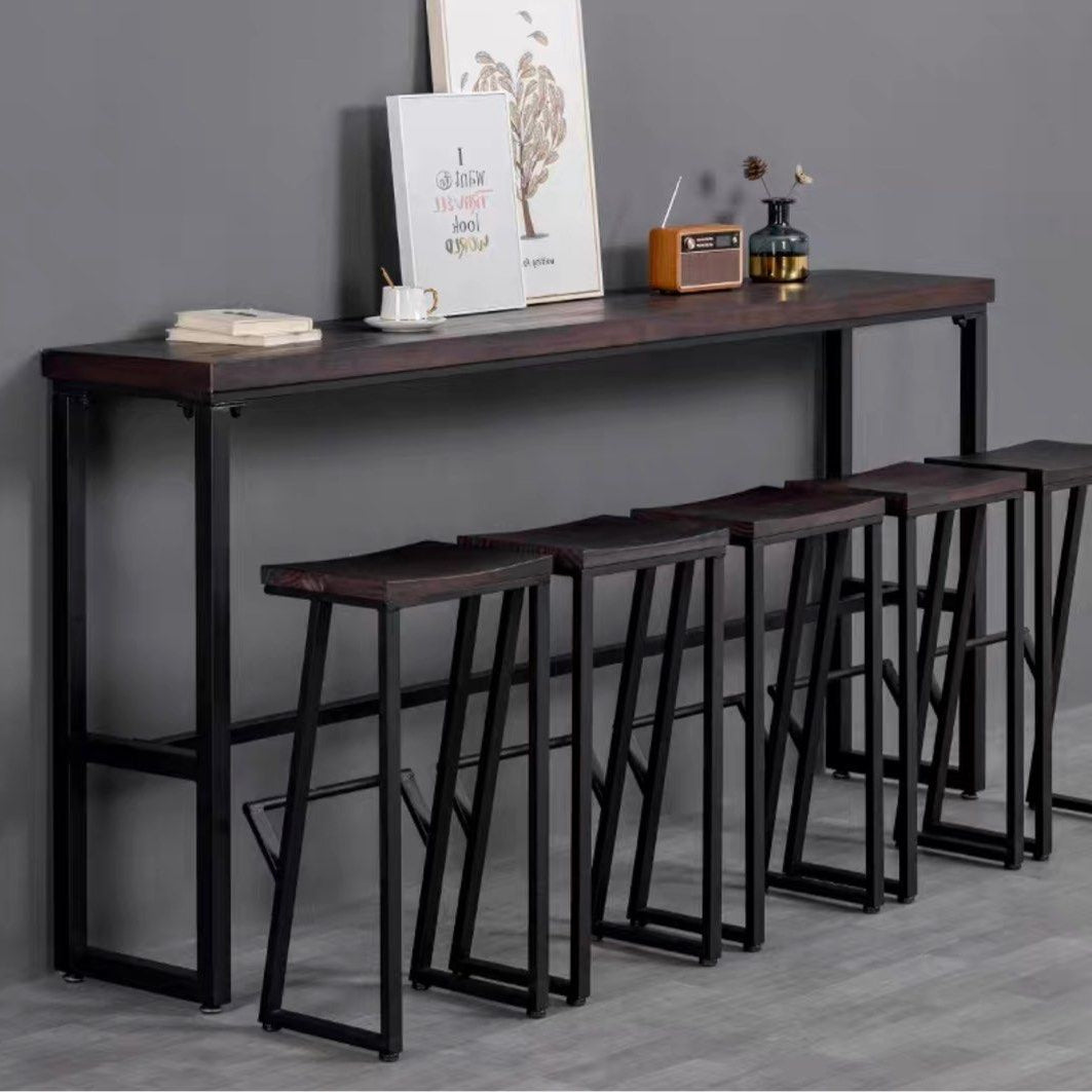 DAUSON Industrial Solid Wood Bar Table