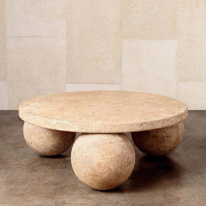 ZHANG Modern Travertine Round Coffee Table