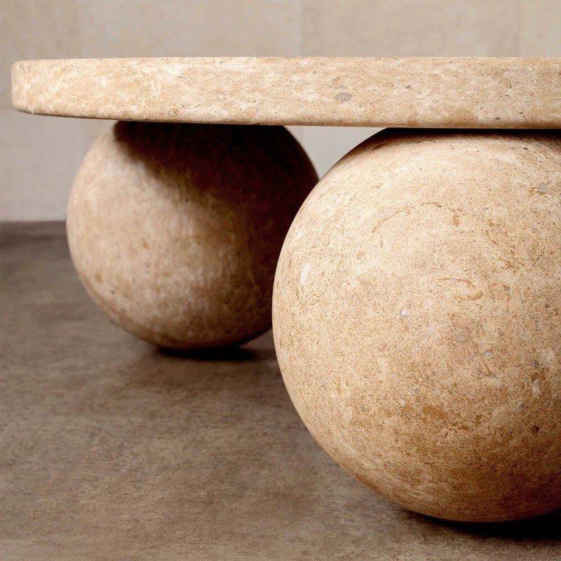 ZHANG Modern Travertine Round Coffee Table
