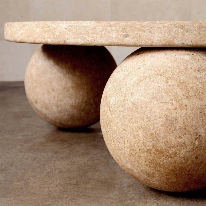 ZHANG Modern Travertine Round Coffee Table