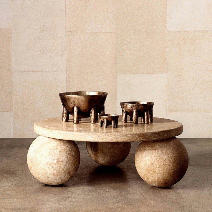 ZHANG Modern Travertine Round Coffee Table