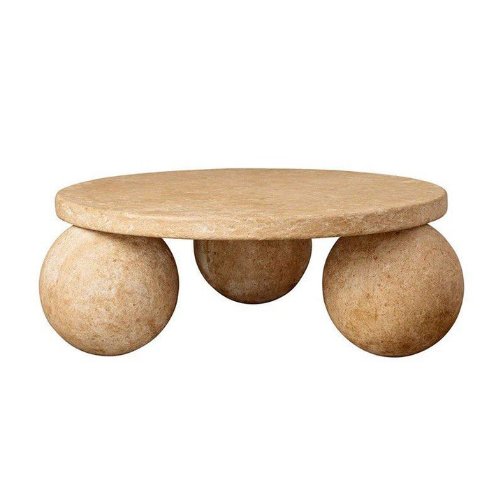 ZHANG Modern Travertine Round Coffee Table