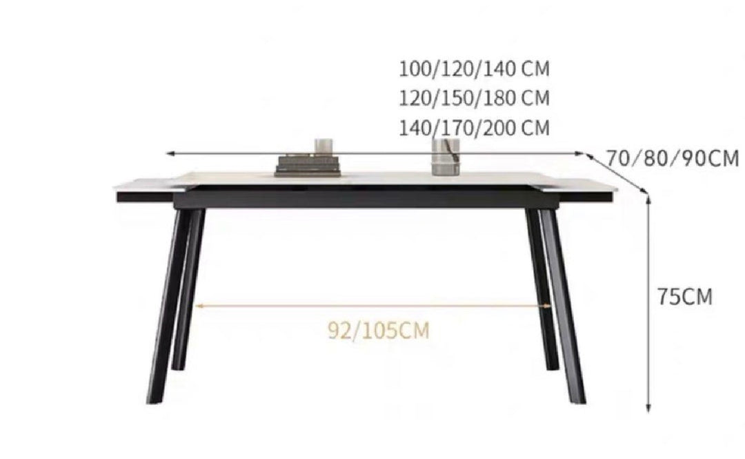 WALTE Modern Extendable Sintered Stone Dining Table 140-200 cm (INSTOCK)
