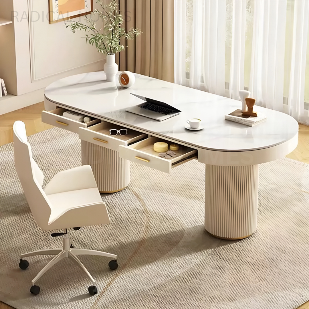 WEELE Modern Sintered Stone Study Table - Radical Homes Singapore