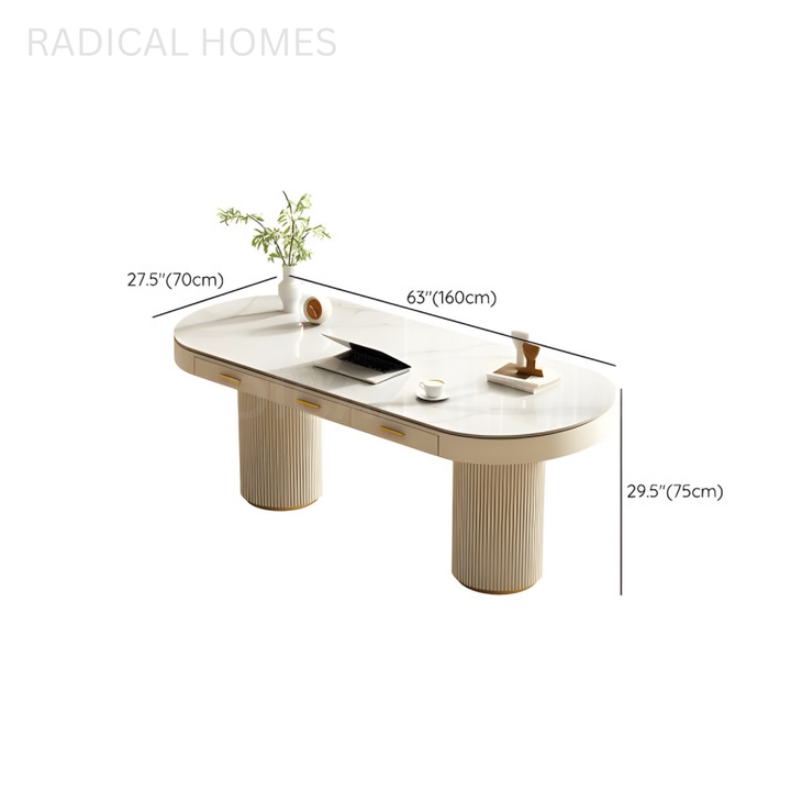 WEELE Modern Sintered Stone Study Table - Radical Homes Singapore