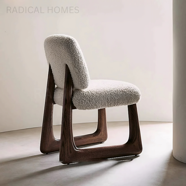 RENEE Modern Boucle Solid Wood Dining Chair - Radical Homes Singapore