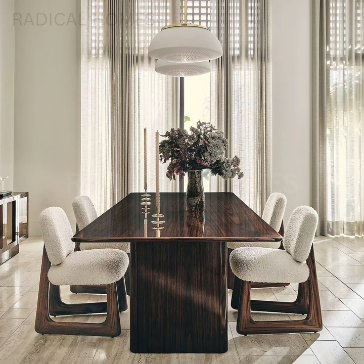 RENEE Modern Boucle Solid Wood Dining Chair - Radical Homes Singapore