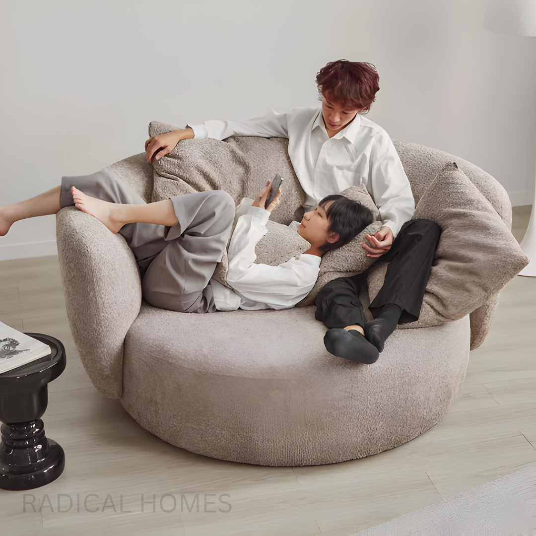 NUVEN Minimalist Boucle Lounge Chair