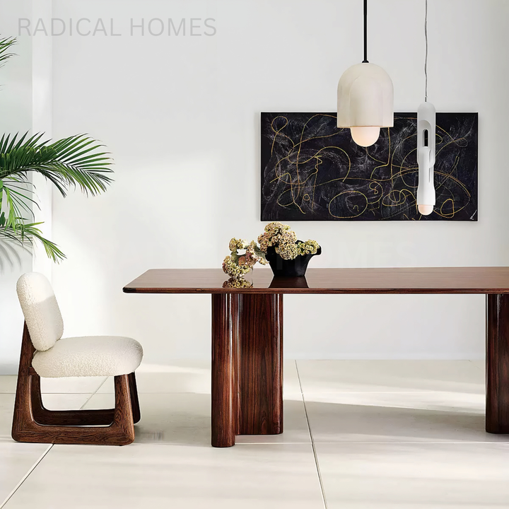 RENEE Modern Boucle Solid Wood Dining Chair - Radical Homes Singapore