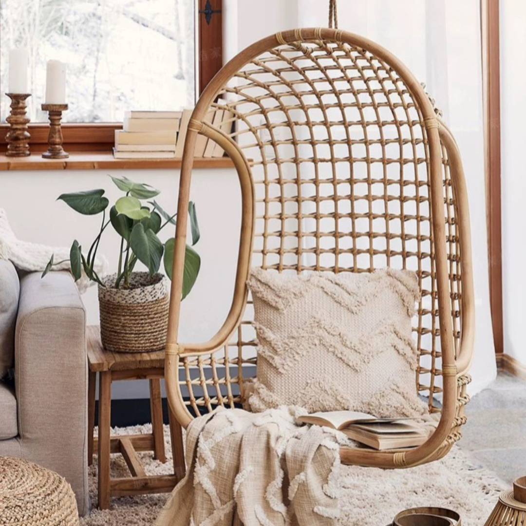 HANGI Rustic Rattan Swing Chair