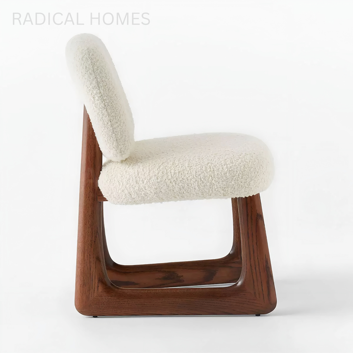 RENEE Modern Boucle Solid Wood Dining Chair - Radical Homes Singapore