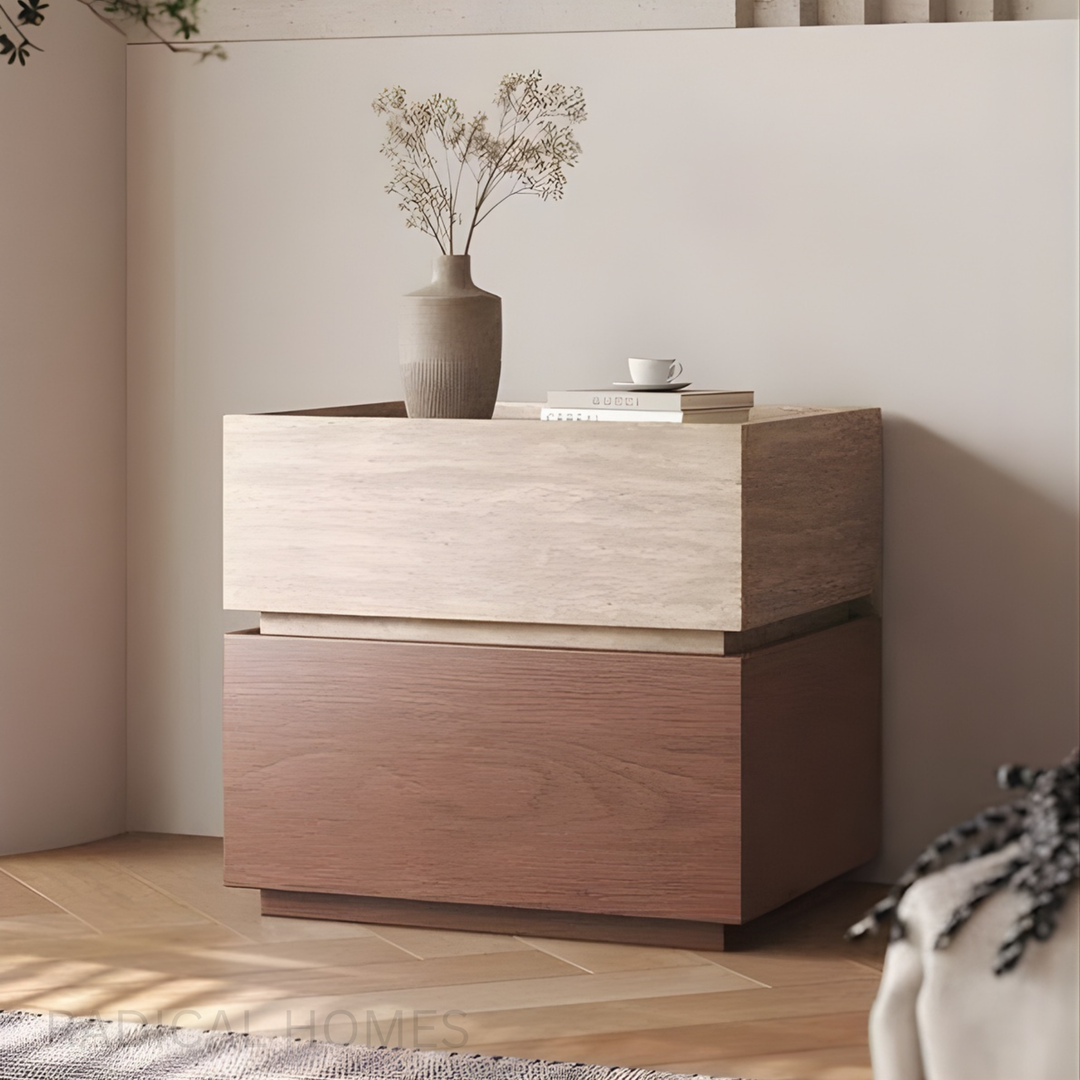TESSO Modern Solid Wood Bedside Table