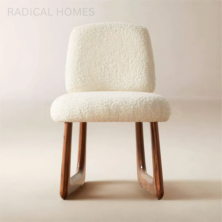 RENEE Modern Boucle Solid Wood Dining Chair - Radical Homes Singapore