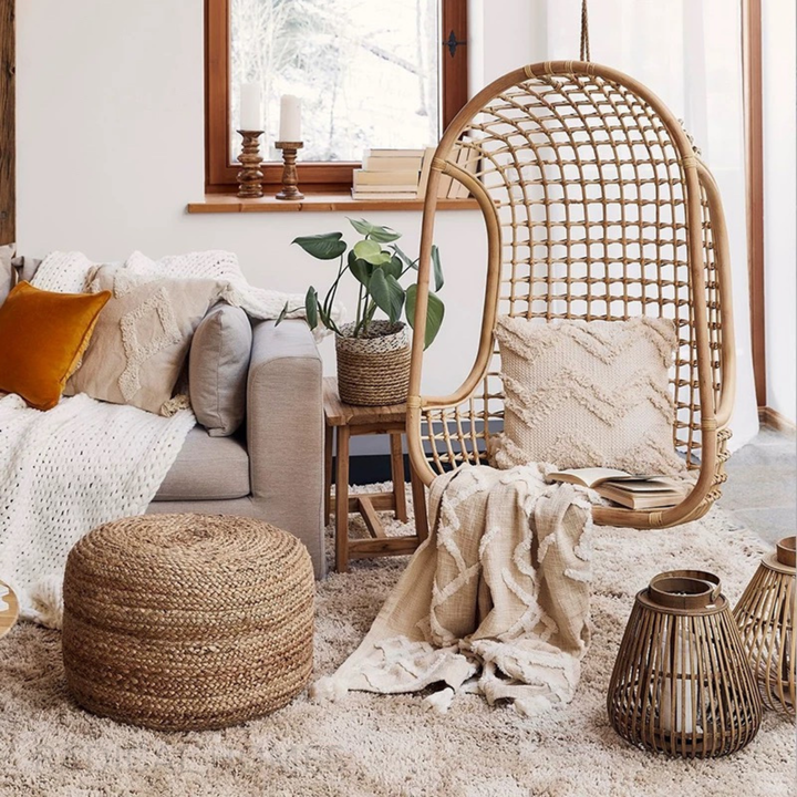 HANGI Rustic Rattan Swing Chair