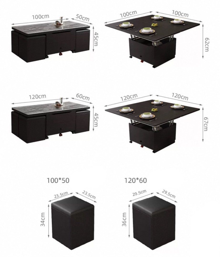 TWALEN Modern Extendable Storage Coffee Table