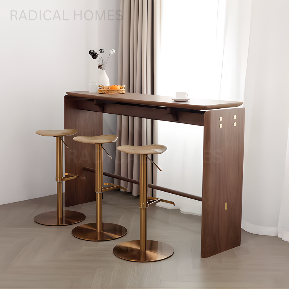 KRUGER Modern Solid Wood Adjustable Bar Stool - Radical Homes Singapore