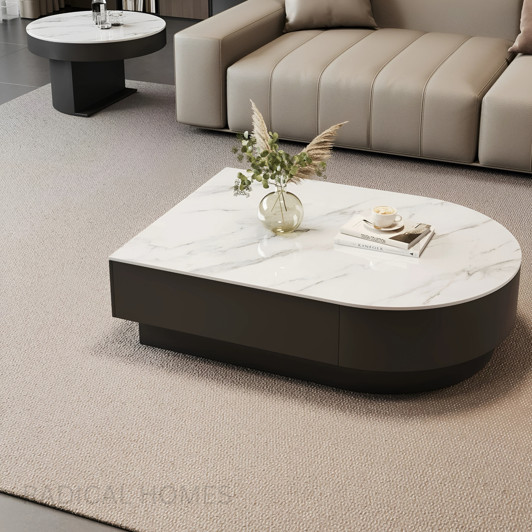 VARENA Modern Sintered Stone Retractable Coffee Table Set