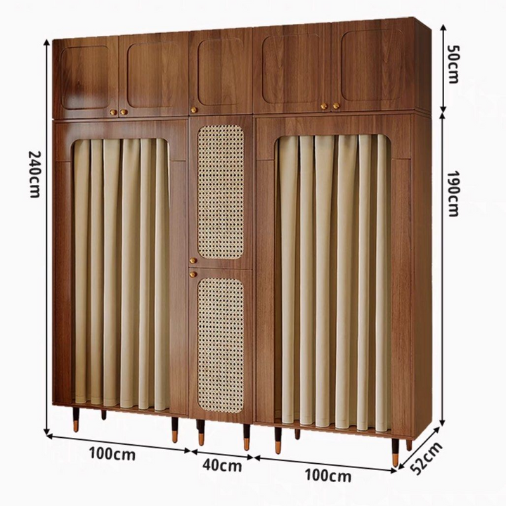 LUCINA Mid-Century Rattan Wardrobe