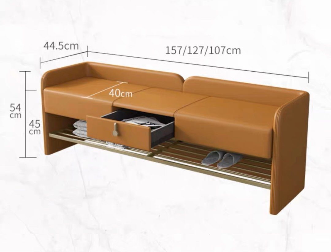 BANYAN Modern Leather Bench With Drawer