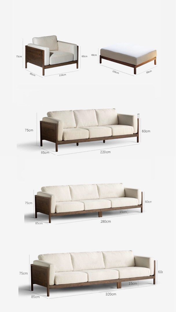 OLINOR Rustic Walnut Fabric Sofa