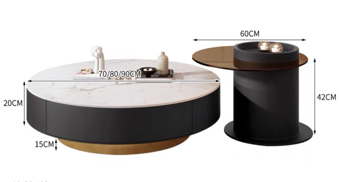 PANSINO Modern Slate Coffee Tables
