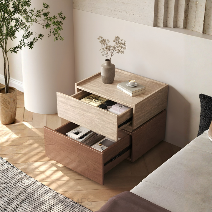 TESSO Modern Solid Wood Bedside Table