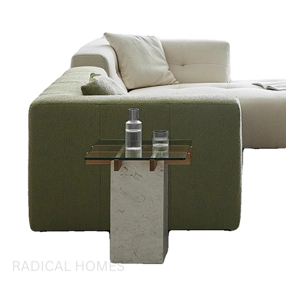 MONTI Modern Travertine Side Table