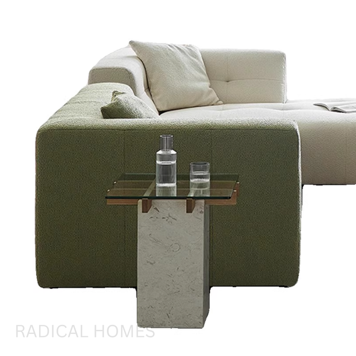 MONTI Modern Travertine Side Table