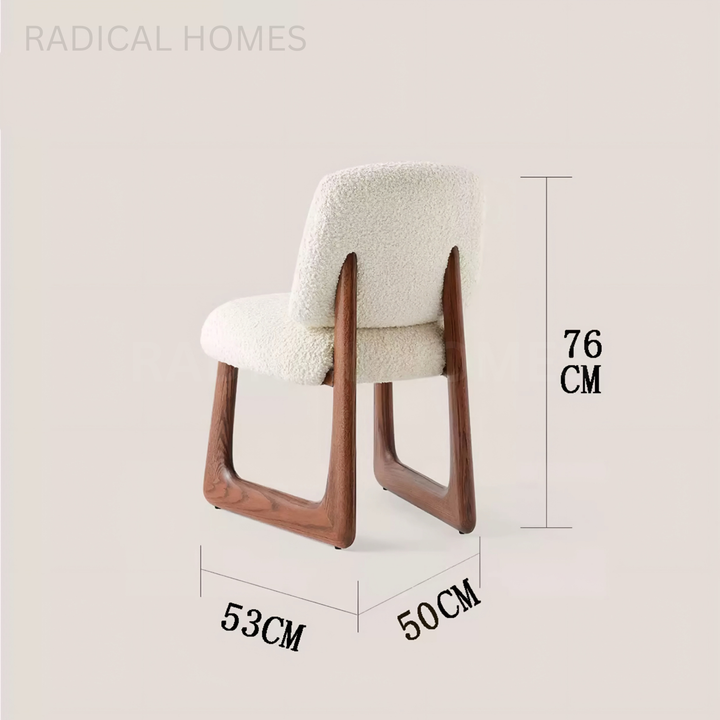 RENEE Modern Boucle Solid Wood Dining Chair - Radical Homes Singapore