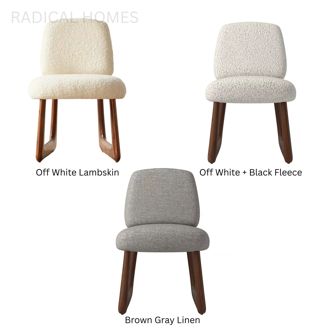 RENEE Modern Boucle Solid Wood Dining Chair - Radical Homes Singapore