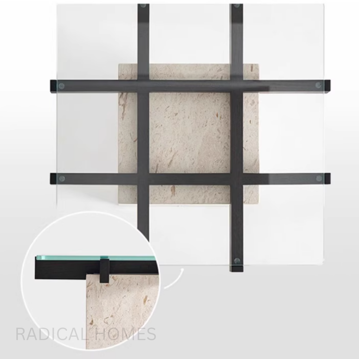 MONTI Modern Travertine Side Table
