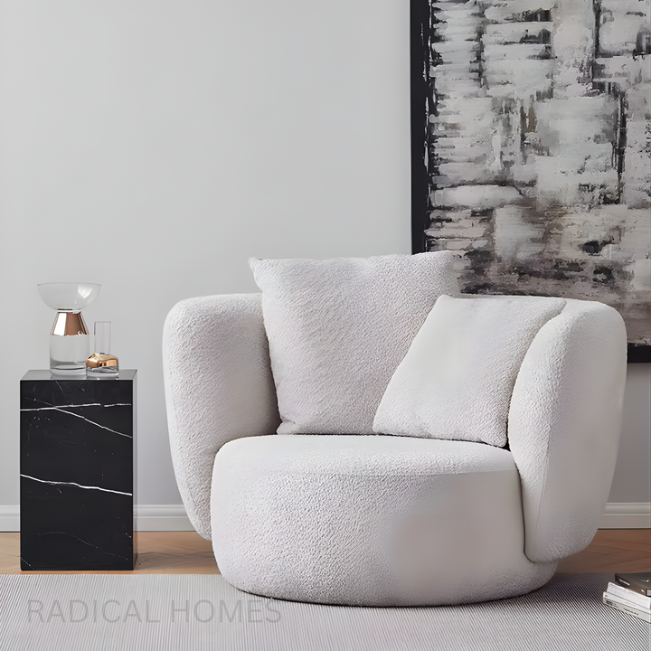 NUVEN Minimalist Boucle Lounge Chair