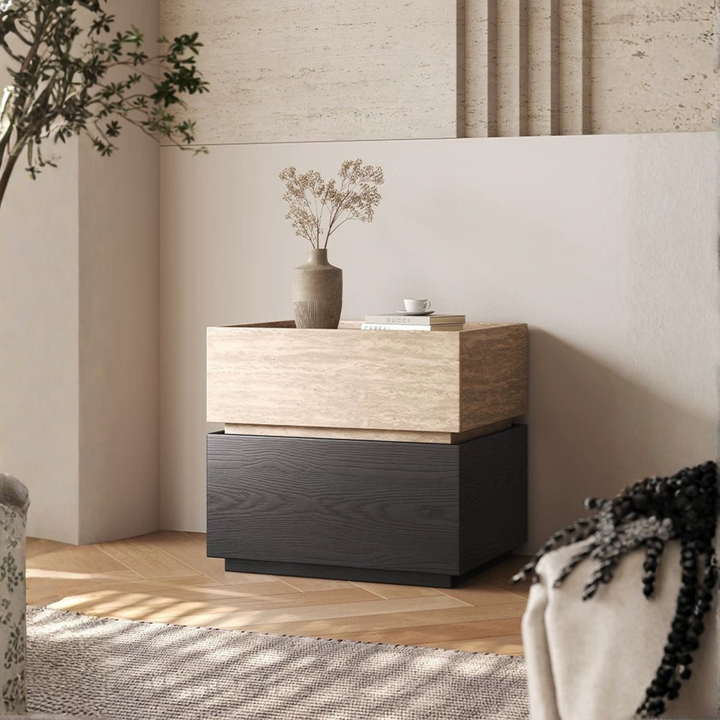 TESSO Modern Solid Wood Bedside Table