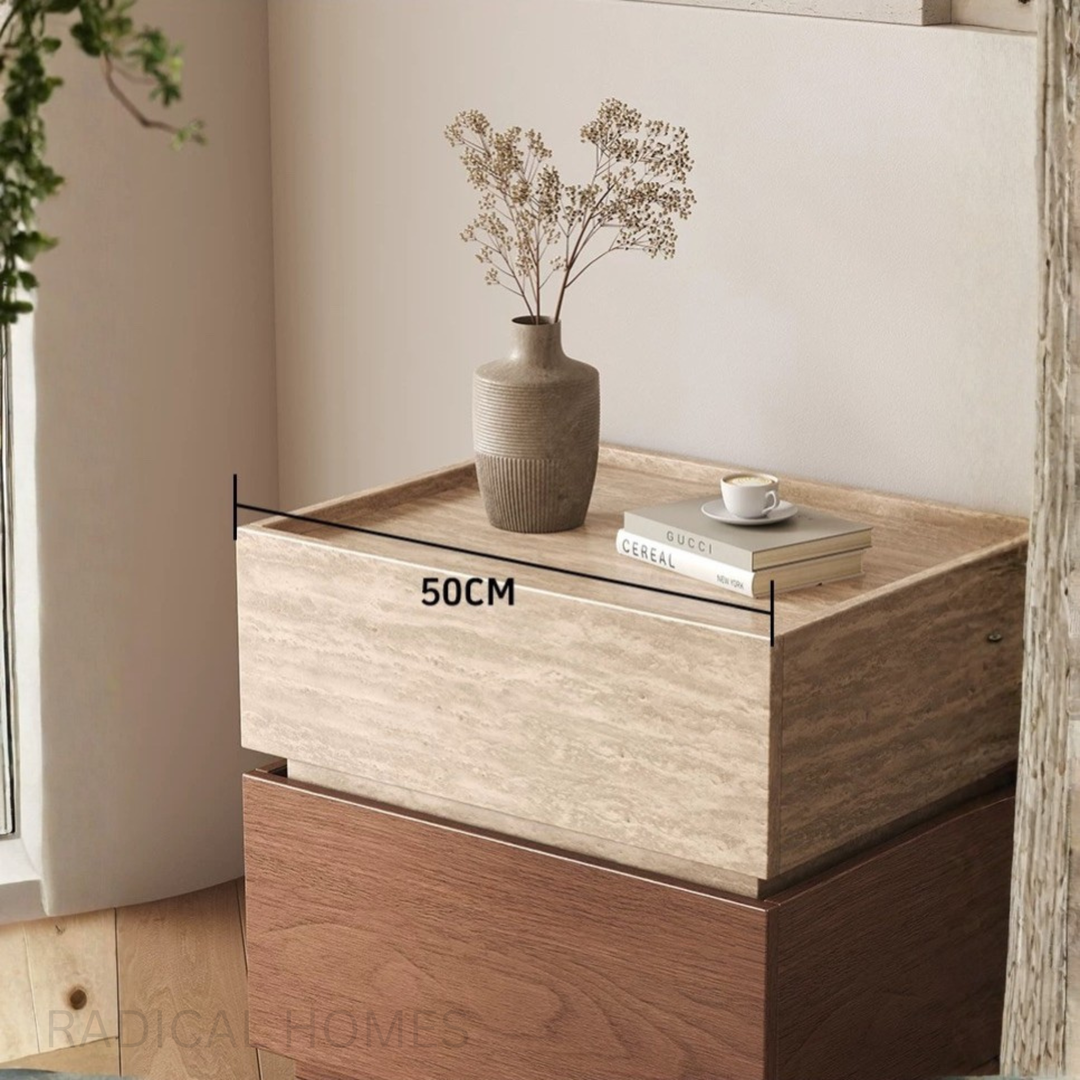 TESSO Modern Solid Wood Bedside Table