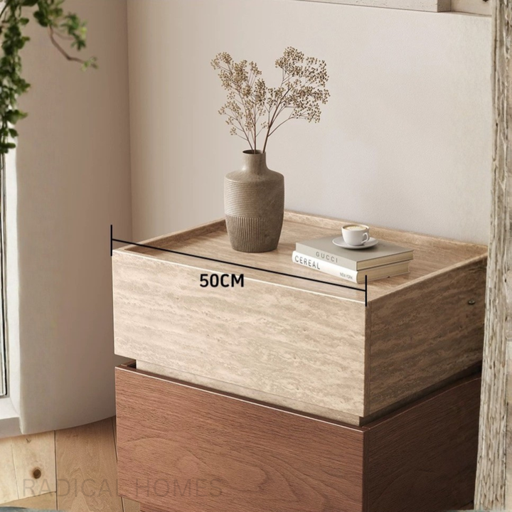 TESSO Modern Solid Wood Bedside Table