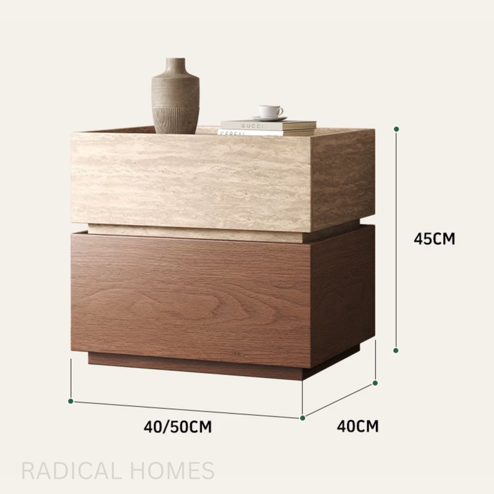 TESSO Modern Solid Wood Bedside Table