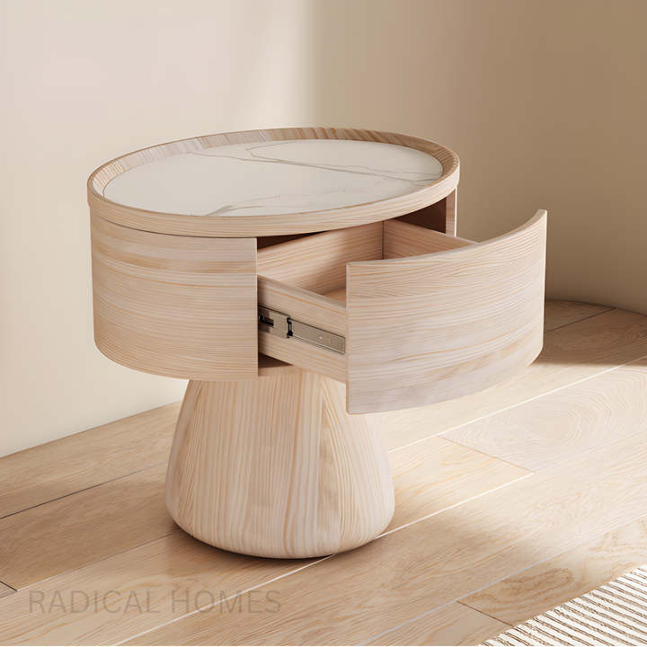 TINMA Modern Saddle Leather Bedside Table