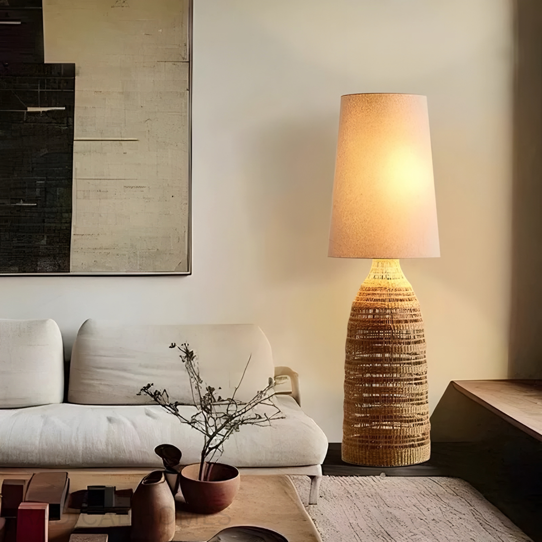 ZENORA Modern Woven Rattan Floor Lamp