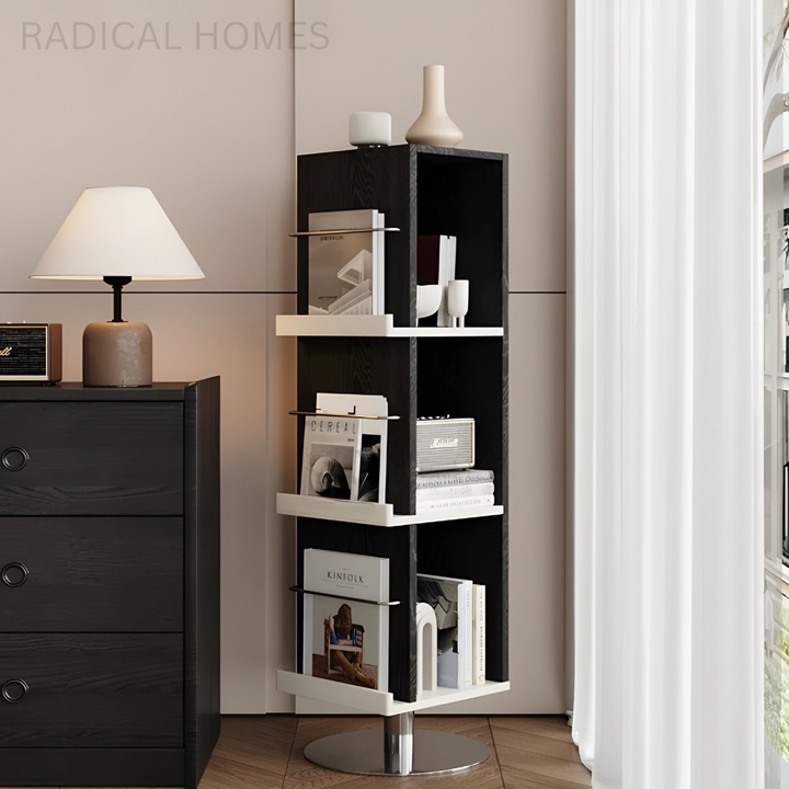 ORIONA Modern Rotating Solid Wood Display Bookshelf - Radical Homes Singapore