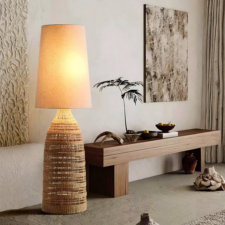 ZENORA Modern Woven Rattan Floor Lamp