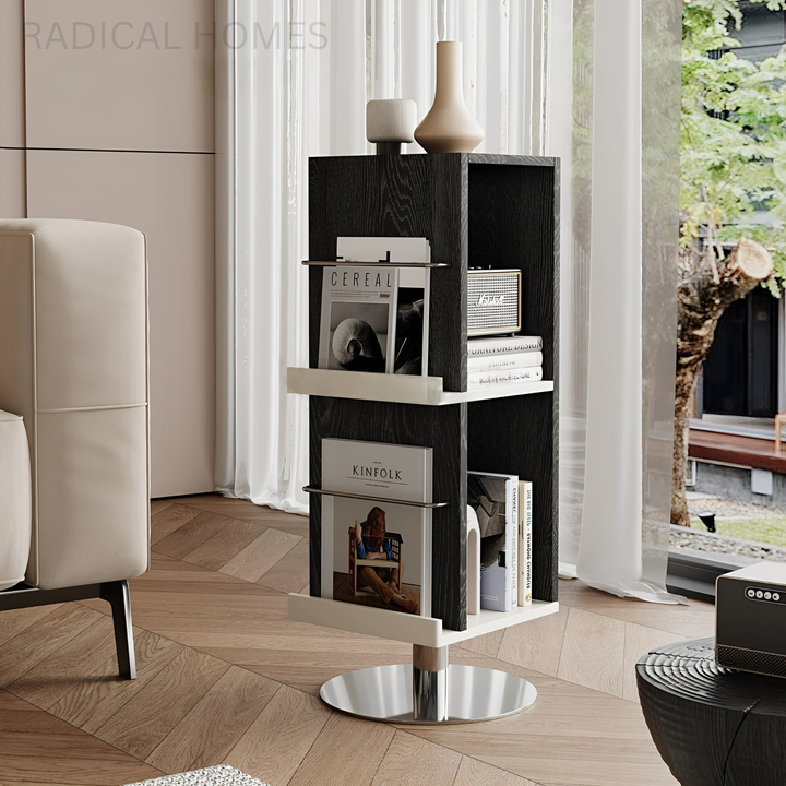 ORIONA Modern Rotating Solid Wood Display Bookshelf - Radical Homes Singapore