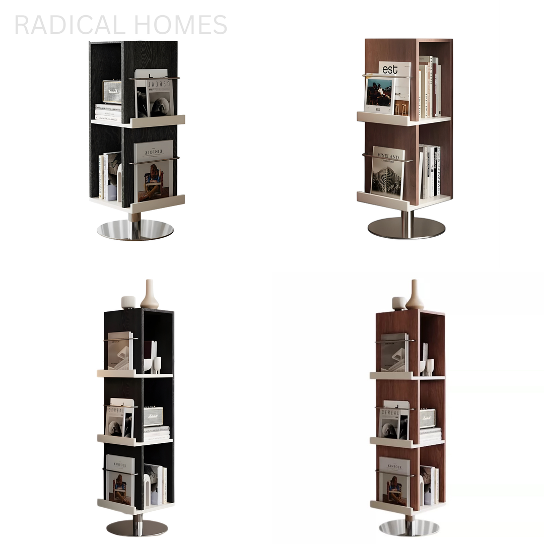 ORIONA Modern Rotating Solid Wood Display Bookshelf - Radical Homes Singapore