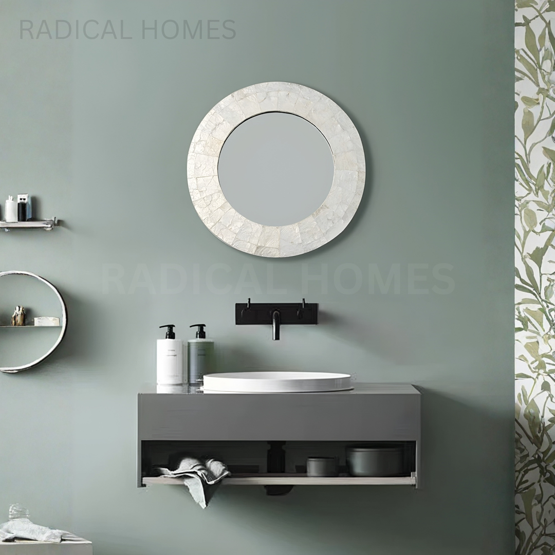 MARISTEL Modern Shell Round Wall Mirror - Radical Homes Singapore