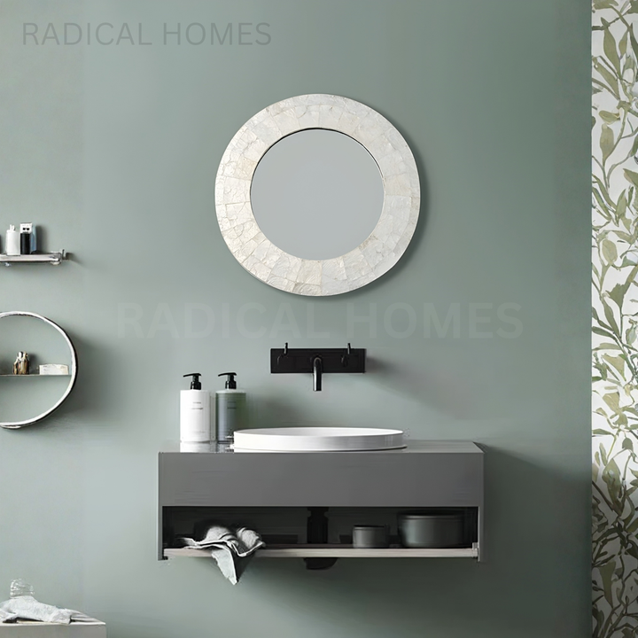 MARISTEL Modern Shell Round Wall Mirror - Radical Homes Singapore