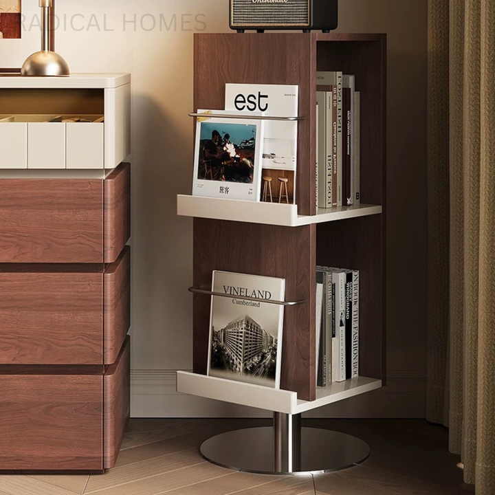 ORIONA Modern Rotating Solid Wood Display Bookshelf - Radical Homes Singapore