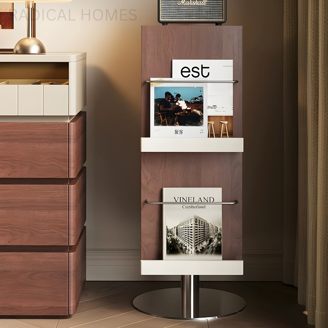 ORIONA Modern Rotating Solid Wood Display Bookshelf - Radical Homes Singapore