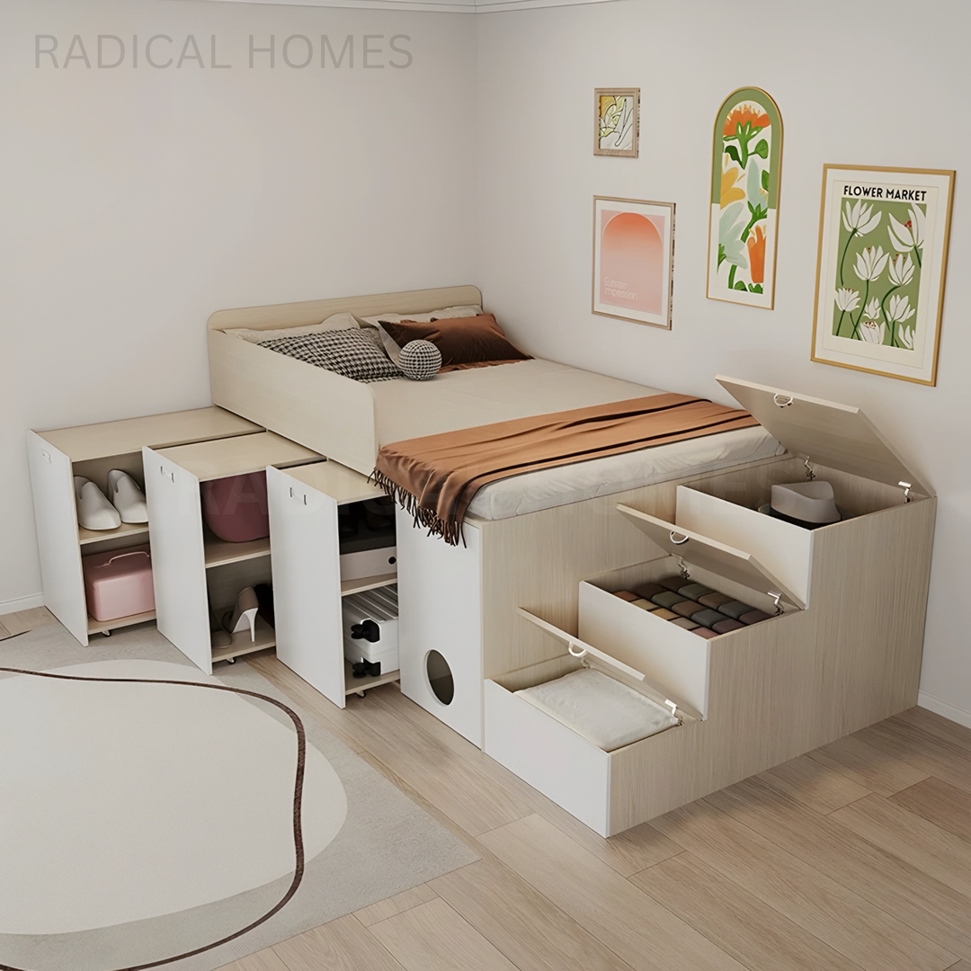KALER Modern Multipurpose Storage Bedframe - Radical Homes Singapore